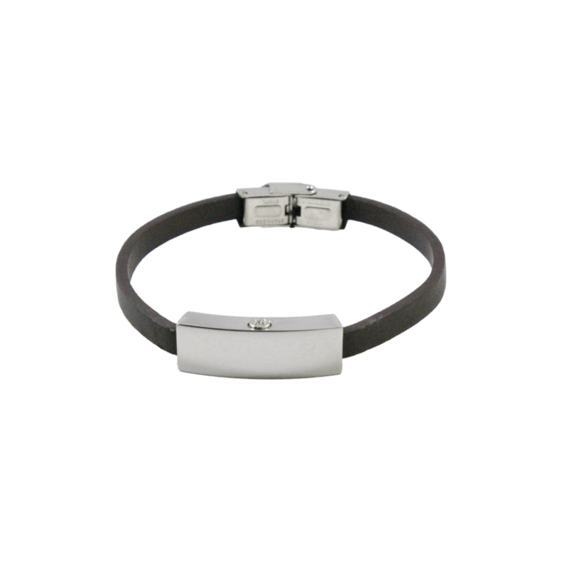 Pulsera cuero BRACEL con placa depósito para contener cenizas