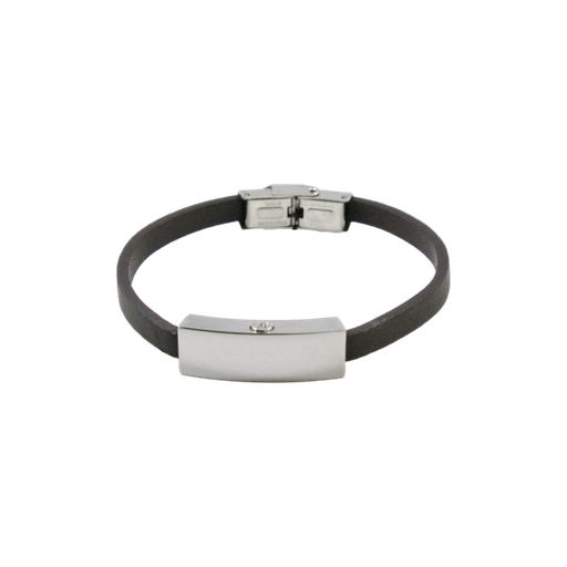 [721010300] Pulsera cuero BRACEL con placa depósito para contener cenizas